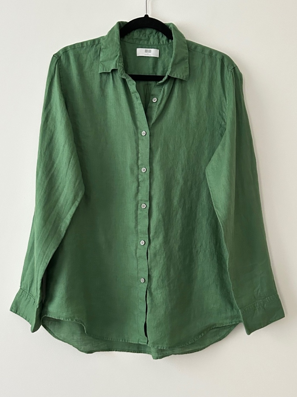Uniqlo 100% Linen Green Shirt